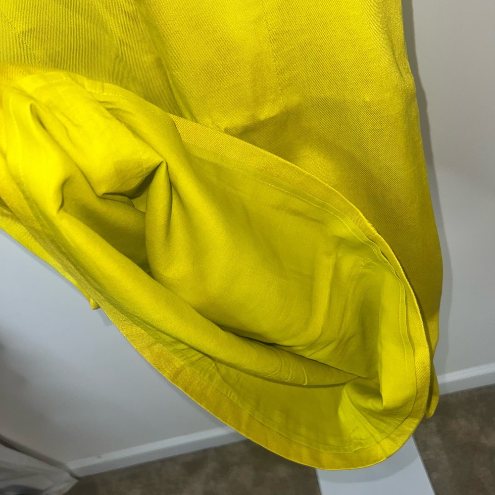 Tory Burch Chartruese Gold Green Linen Dress w Jewel Neckline Size 6 - Picture 10 of 15